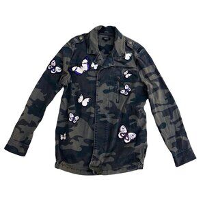 ARRIVE Camo Butterfly Jacket Women's SMALL Green Long Sleeve Coat​​​​​​​